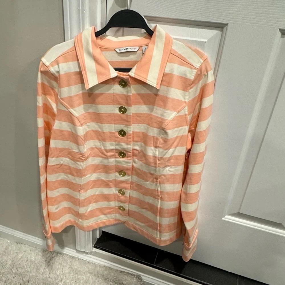 Isaac Mizrahi Live Coral And Ivory Jacket, Large